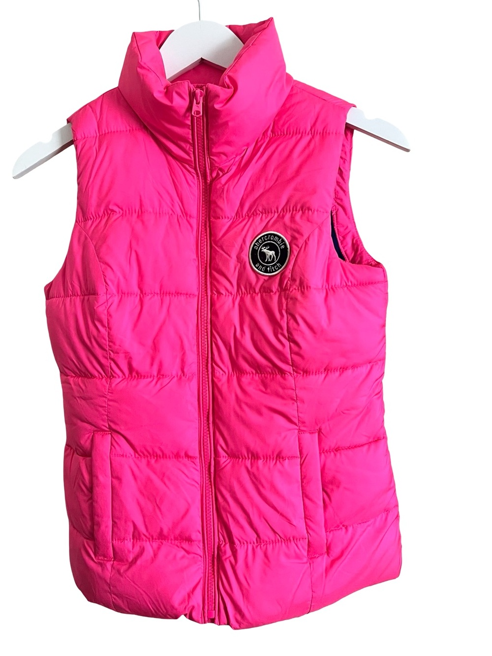 Abercrombie & Fitch Hot Pink Quilted Vest Girls XL